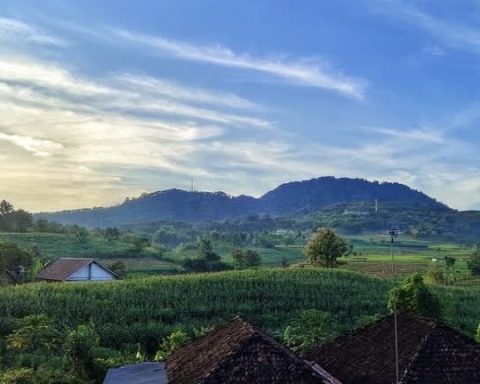 BENTANG ALAM: Gunung Pandan di selatan Desa Klino. Diduga sumber dentuman misterius di Bojonegoro. (Foto: Dok. Facebook Prima Klino)